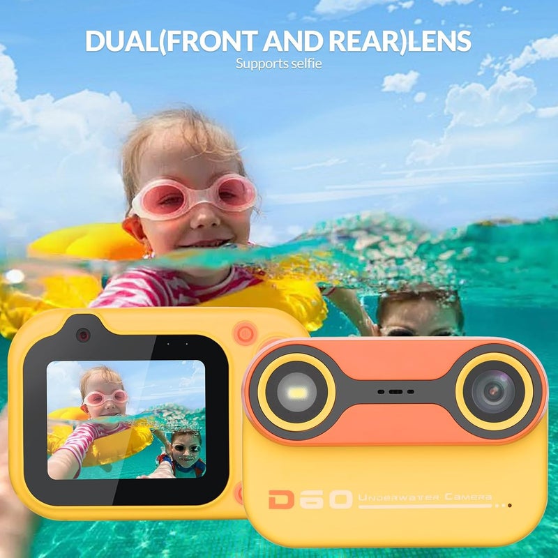 Bestrip Kids Underwater Camera, 1080P HD Waterproof Digital Camera with 2.4" IPS Screen, Birthday Gifts for Boys Girls Children, Toddler Cameras Toys for 3 4 5 6 7 8 9(Yellow) - Image 5
